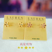 lauren剔透闪亮璀璨水晶，花朵气质优雅唯美女，时尚针式耳坠耳饰耳钉