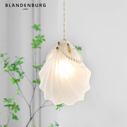 珍珠贝壳吊灯法式轻奢浪漫温馨床头卧室灯个性创意水晶玻璃吊线灯