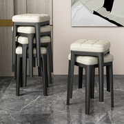 家用现代软包塑料凳子简约可叠放餐凳加厚餐桌，高凳餐椅客厅板凳