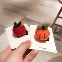 韩版可爱毛毡水果小苹果发卡子