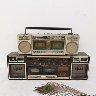 老式怀旧录音机磁带机80年代老物件卡带机手提式收录机，道具摆件