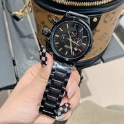 女表表带日历金色中性时尚ins大表盘手表不锈钢TT韩版潮流圆形