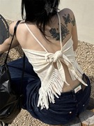 Exclusive 韩国个性小心机露背性感绑带流苏下摆显瘦吊带背心上衣