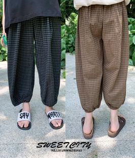 sweetcity独家设计 23夏季儿童日系范复古洋气舒适好穿格子防蚊裤