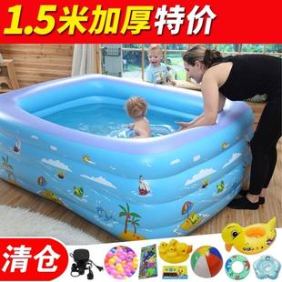 婴儿宝宝儿童洗澡浴缸家庭，游泳桶游泳池家用充气加厚保温折叠水池