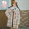 富罗迷女童大衣少女装2022秋冬洋气时髦中长款韩版牛角扣外套