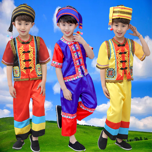 男童广西三月三壮族服装少数民族，服儿童侗族苗族男女壮族傣族演出