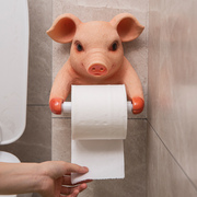 创意卫生间厨房纸巾架，树脂可爱猪欧式浴室厕所，卷纸架壁挂式厕纸盒