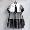 d120-160女童短袖连衣裙，夏季小女孩洋气公主，网纱裙子中大童礼服