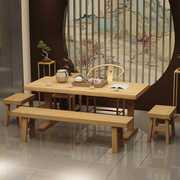 古典中式会客桌椅接待洽谈大板，办公桌禅意功夫，茶台原木茶椅长凳