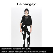 纳帕佳高腰长款休闲裤2024夏季女式黑白色个性时尚设计感裤子