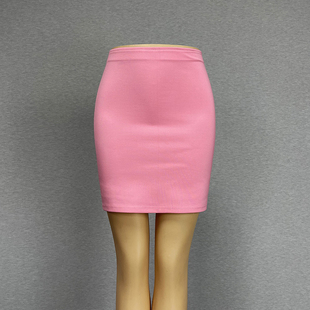 品牌折扣粉红色半身裙女2023夏松紧(夏松紧)腰弹力，修身性感百搭包臀裙短裙