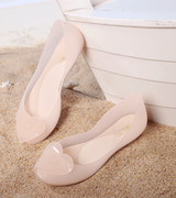 鱼嘴果冻鞋女夏凉鞋(夏凉鞋)平底透明防水防滑塑料，沙滩水晶女鞋雨鞋
