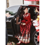 新中式马面裙婚服订婚晚礼服，2024结婚新娘，敬酒服套装红色夏季