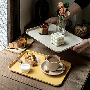 巷子尾〖高颜值〗长方形托盘家用放水杯茶盘塑料小麦秸秆水果餐盘