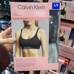 ckcalvinklein女士休闲舒适透气运动内衣背心，2件装无钢圈有胸垫