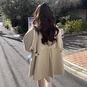 韩国chic春季复古英伦，风立领设计感小众宽松长袖风衣外套女
