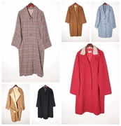 vintage日本制复古毛呢女装，外套中长款孤品，羊毛大衣外套24-26