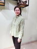 yun韫2024春装糖果色衬衣，polo领纽扣长袖条纹全棉女衬衫3308