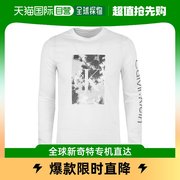 香港直邮CALVIN KLEIN 男士白色棉质徽标印花圆领长袖T恤 40IC847