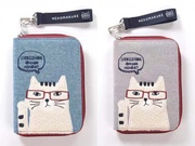 出口日本刺绣猫咪钱包手机包证件(包证件)包多位(包多位)卡包卡套布艺