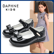 达芙妮女童演出小皮鞋儿童夏款透气防滑软底休闲小黑鞋中大童鞋子