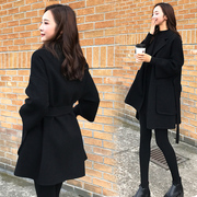 黑色双面羊绒大衣女2023年秋冬季韩版小个子羊毛呢子大衣外套