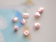 SZ326 粉色迷你异形珍珠小花吊坠 天然淡水珍珠 DIY手工耳环 4个