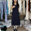 十三行女装2024夏款韩版设计感无袖，背心裙抽褶，修身气质连衣裙女