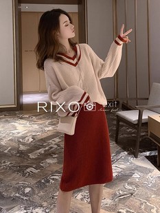 rixoexit法式小香风针织套装，裙女时尚洋气减龄毛衣半身裙两件套