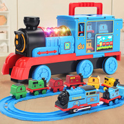 仿真电动小火车轨道套装玩具儿童男孩汽车合金模型宝宝益智岁6423