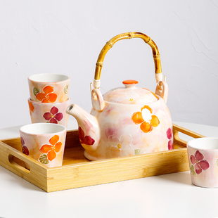 欧美客小清新日式陶瓷茶，水壶提梁壶釉下彩，和风下午茶壶杯茶具套装