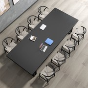 定制黑色大型实木会议桌长桌，现代职员办公电脑桌简约长方形会议室