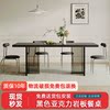 亚克力岩板餐桌纯黑轻奢现代简约网红小户型下挂长方形悬浮桌子