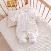 婴儿连体衣秋冬款夹棉棉衣棉服，哈衣爬服纯棉，6-12个月宝宝衣服