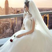 婚纱礼服新娘拖尾小个子2024白色抹胸蕾丝简约仙气质森系婚纱