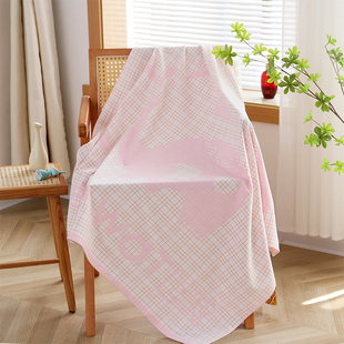 婴儿纯棉纱布盖毯夏季全棉卡通家用柔软新生儿专用浴巾儿童空调被