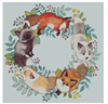小动物花环 小白十字绣套件 客厅卧室 精准印花 五只可爱狐狸