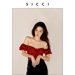 施施SICCI 原创设计感一衣多穿法式红色短款辣妹甜美抹胸上衣