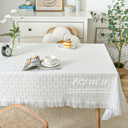 ins风桌布针织布艺餐桌布蕾丝茶几盖布高级感圆形书桌台布长方形