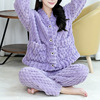 珊瑚绒睡衣女秋冬季紫色，加厚保暖睡袍休闲鳞片，印花家居服休闲套装