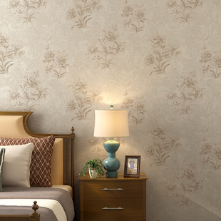 高档轻奢美式无缝墙布，现代简约墙纸卧室客厅，家用背景墙刺绣壁布