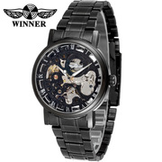 男手表商务机械腕表镂空款winner256全自动机械手表透底