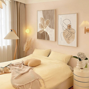 奶油风卧室装饰画房间高级感床头，挂画抽象简约墙面客厅画餐厅壁画