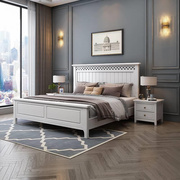 全实木床现代简约白色主卧2米大床轻奢1.8米双人床1.5m单人儿童床