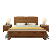 新式实木床1.8米双人主卧婚床1.气5m单人经济型168压中高箱床储物