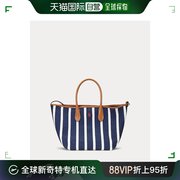 日本直邮poloralphlauren女士，bellport款条纹，帆布中号手提包w