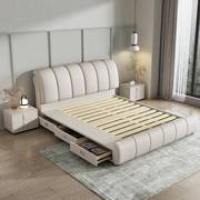 皮床主卧1.8米双人床现代简约科技布床1.5米实木框架高箱储物