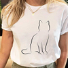 cutecatprintt-shirt简约卡通可爱猫咪，印花女圆领t恤短袖夏季