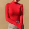 高领紧身长袖打底衫女2020洋气内搭秋冬修身性感红色针织t恤上衣